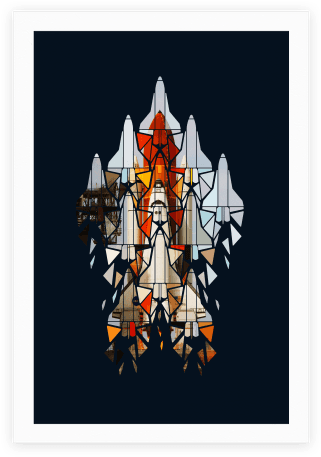 Geometric Space Shuttle Launch Poster - Space Shuttle (484x484), Png Download
