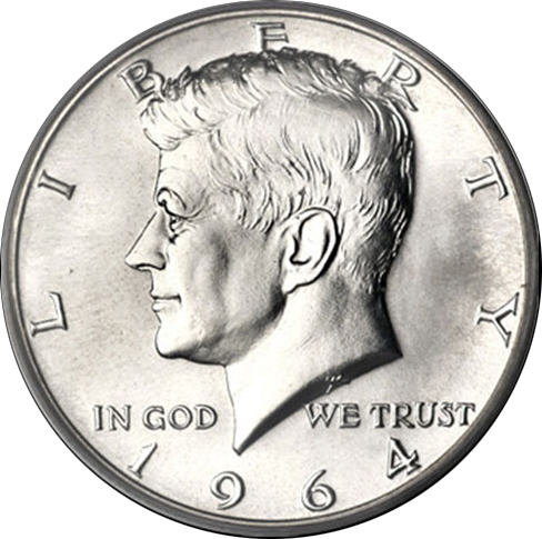 1964 Kennedy Half Dollar (488x485), Png Download