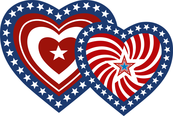 Patriotic Hearts - Patriotic Clipart (600x404), Png Download