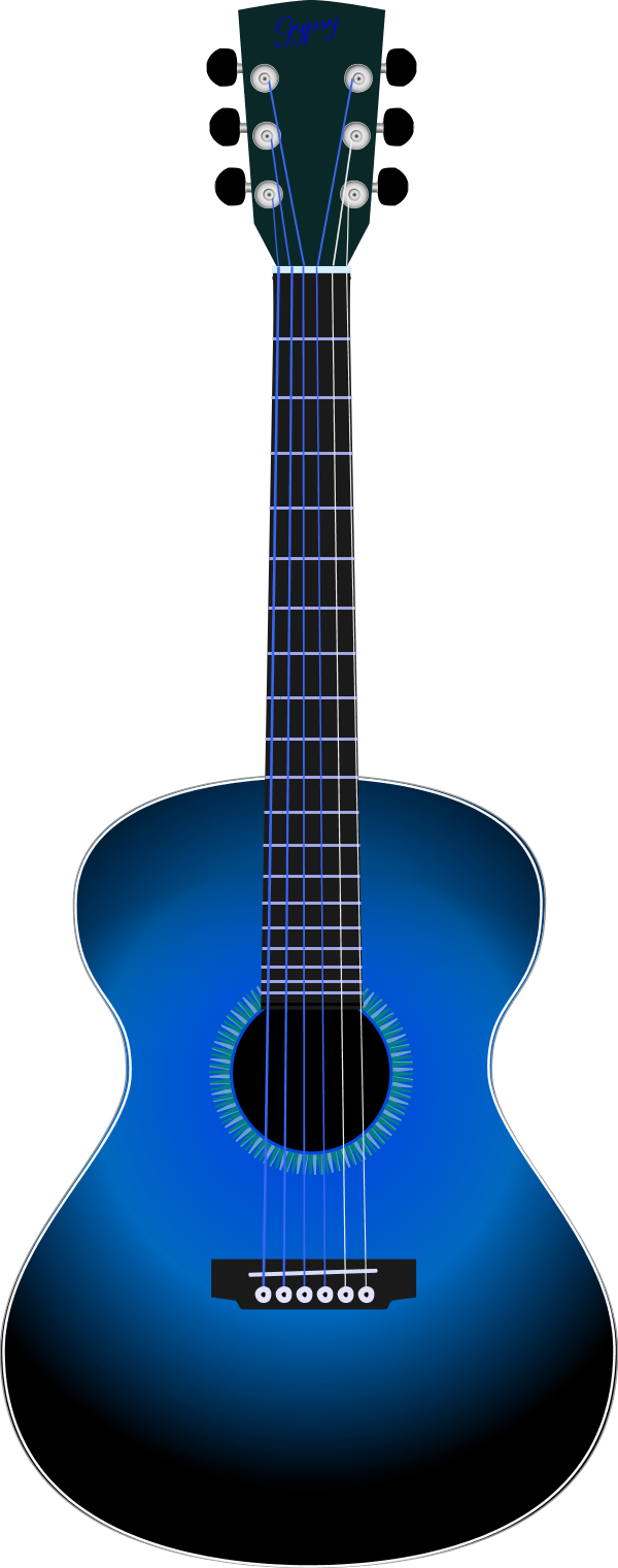 Guitar Clipart Vector - Blue Guitar Clip Art (600x1520), Png Download
