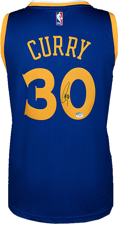 Maillot Domicile Nba Golden State Warriors Dédicacé - Stephen Curry Golden State Warriors Autographed Blue (870x890), Png Download