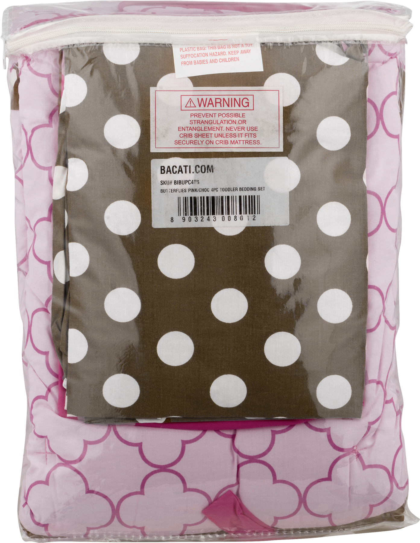 Bacati 4-pc Toddler Bedding Set Butterflies Pink/choc, - Child (1800x1800), Png Download