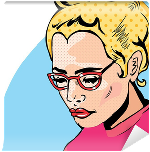 Pop Art Woman Comic Book Style With Dot Wall Mural - Comic Book Art Style Face (400x400), Png Download