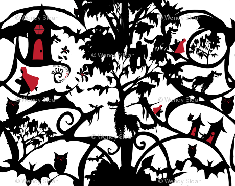 Little Red Riding Hood Cape Lining - Red Riding Hood Fabric - Little Red Riding Hood Horizontal (460x364), Png Download