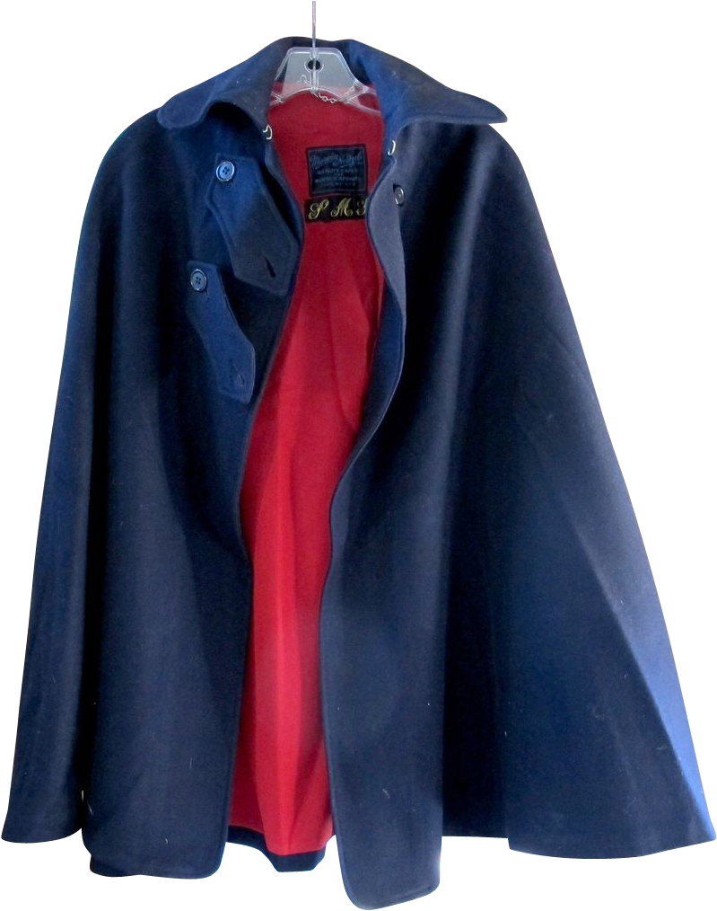 Vintage Nurse's Cape In Navy Blue Wool With Red Lining - Cape (1013x1013), Png Download