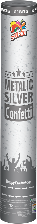 Metallic Silver Confetti Poppers - Party Popper (237x1000), Png Download