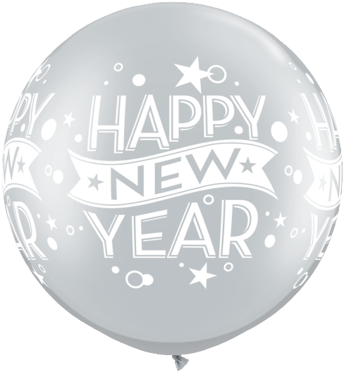 3ft Giant Balloons - Happy New Year Confetti Dots Giant Silver 30" Qualatex (500x558), Png Download