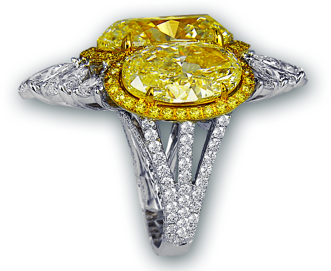 Fancy Yellow Oval Shape Diamond Cocktail Ring - Ring (700x700), Png Download