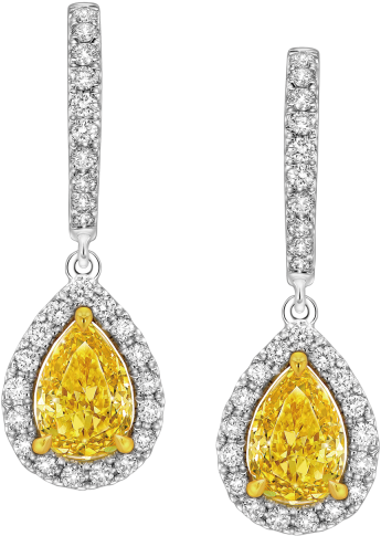 Fancy Intense Yellow Pear Shaped Diamond Earrings - Pear Tomato (640x640), Png Download