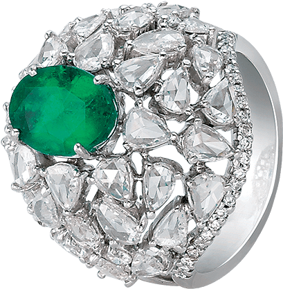 Bapalal Keshavlal Emerald And Fancy Shape Rose-cut - Hazoorilal Jewellers Diamond Rings (800x850), Png Download