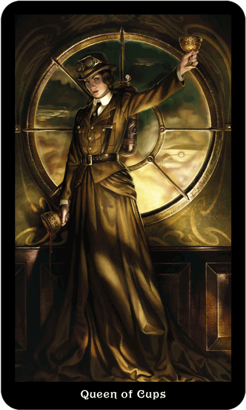 Main Menu Queen Of Cups - Steampunk Tarot (600x800), Png Download