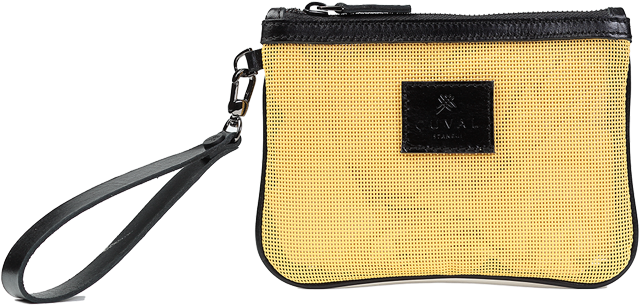 Ss Lolipop Envelop Yellow Mesh Black Leather - Wristlet (709x709), Png Download