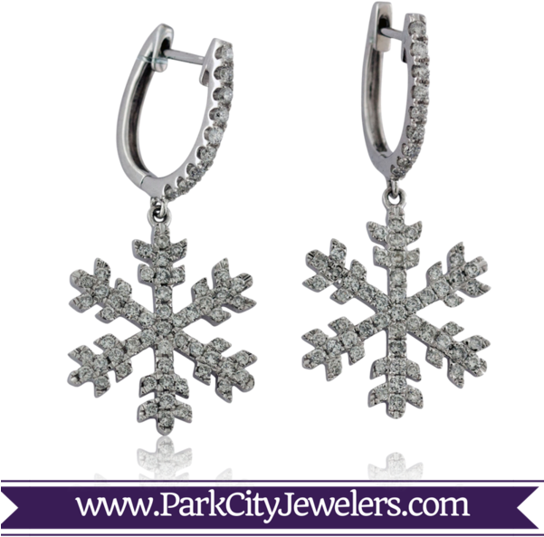Pave Diamond Snowflake Dangle Earrings (600x600), Png Download