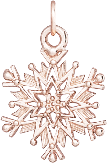 The Helen Ficalora Solid Yellow Gold Snowflake Charm - Large Snowflake Charm (496x524), Png Download