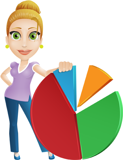 Image For Free Lady Behind Pie Chart Vector Character - Pie Chart (657x582), Png Download