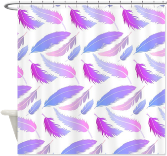 Pink And Blue Falling Feathers Pattern Shower Curtain - Aqua And Green Scattered Feathers Pattern - Shower (350x350), Png Download