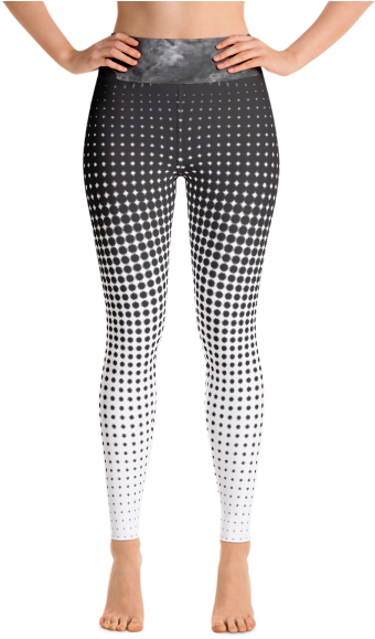 Halftone B&w Performance Yoga Leggings - Cool Rogue Yoga Pants (600x600), Png Download