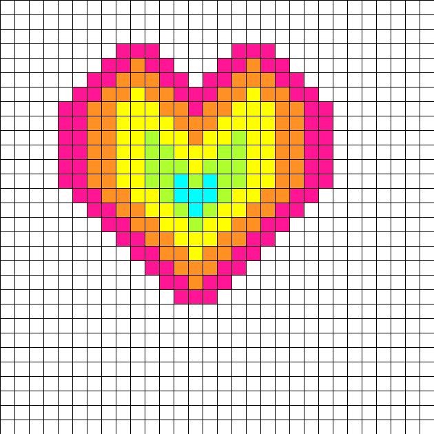 Perler Bead Rainbow Heart Perler Bead Pattern / Bead - Central City Brewing Co Ltd (630x630), Png Download