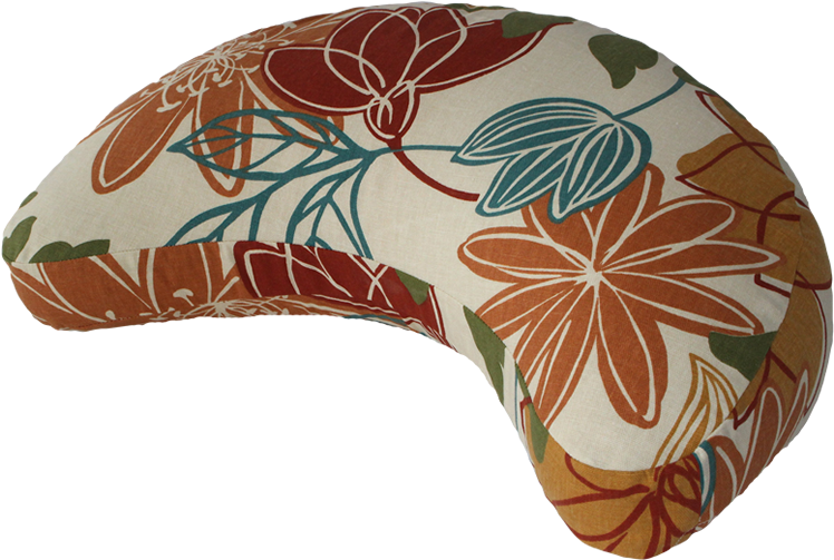 Crescent Zafu Meditation Cushion By Still Sitting - Floral Design (753x595), Png Download