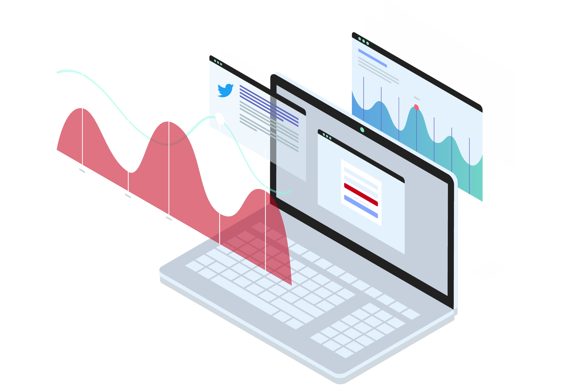 Laptop And Charts - Software (1947x1321), Png Download