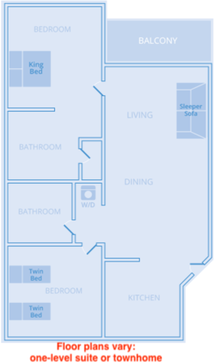 2 Bedroom, 2 Bath Suite Rental - Diagram (450x724), Png Download
