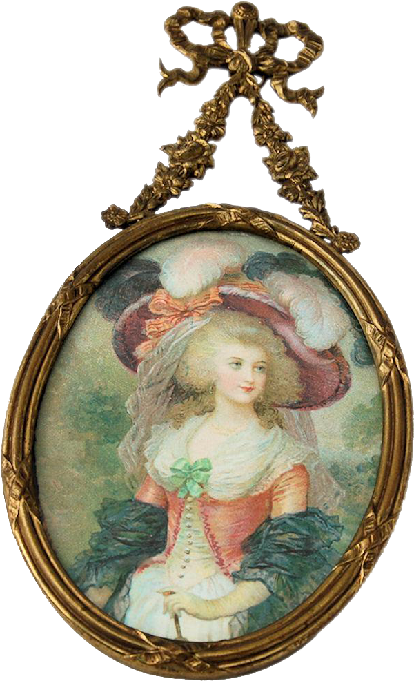 Antique French Bow And Ribbons Oval Gold Brass Frame - Locket (985x985), Png Download