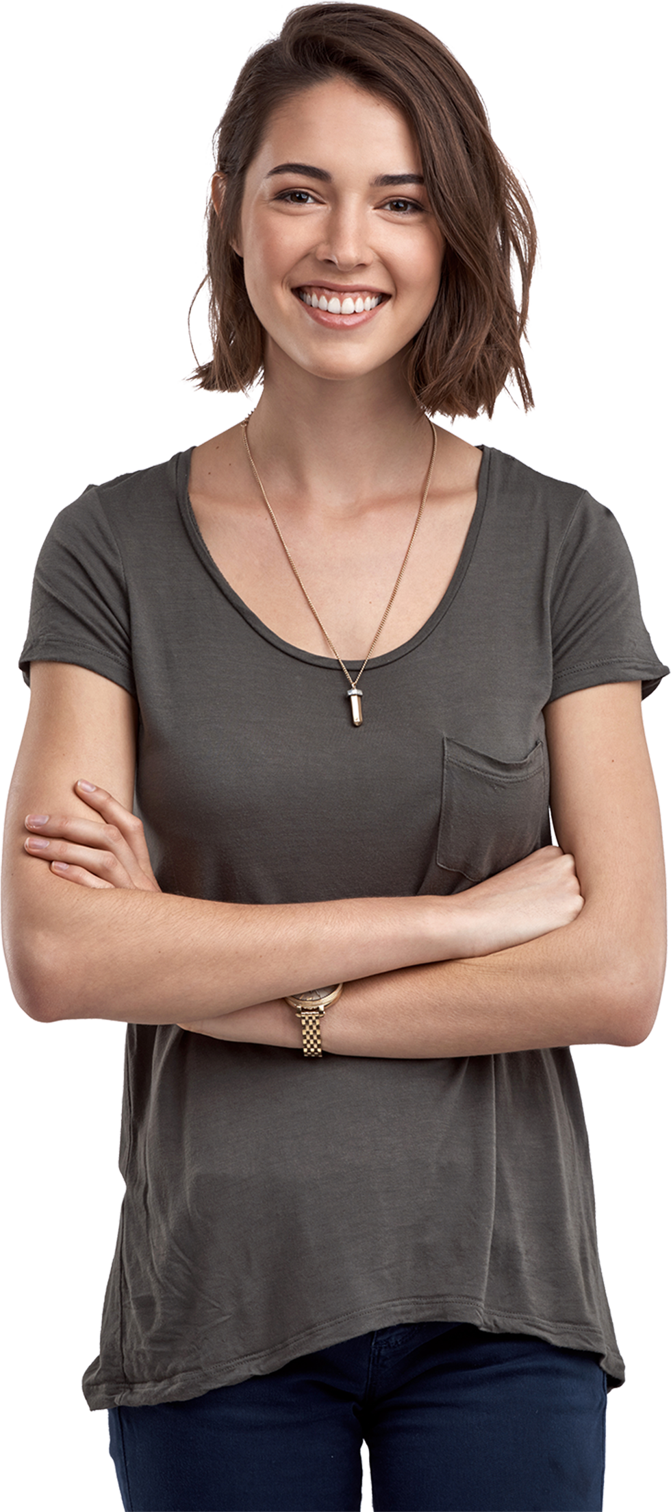 Happy Woman Next To White Label Ppc Management Services - Stock Photo Of Person (980x2206), Png Download