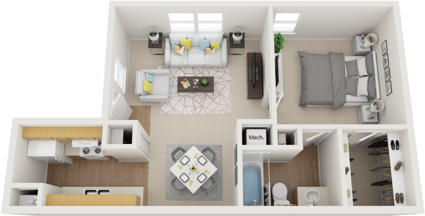 2 Bedroom/2 Bath - Floor Plan (980x573), Png Download