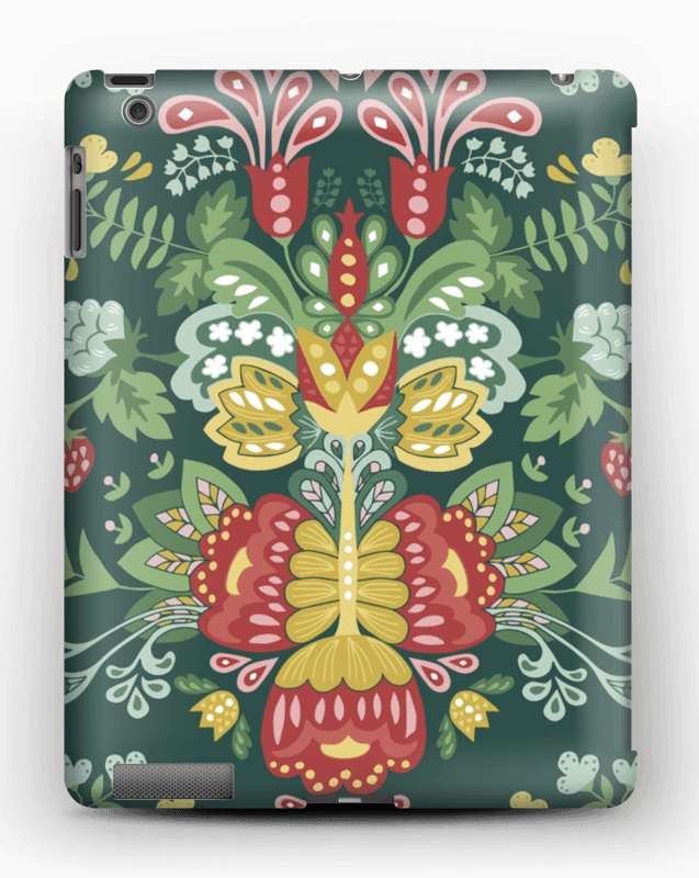 Green Flowers Case Ipad 4/3/2 - Wallet (637x800), Png Download