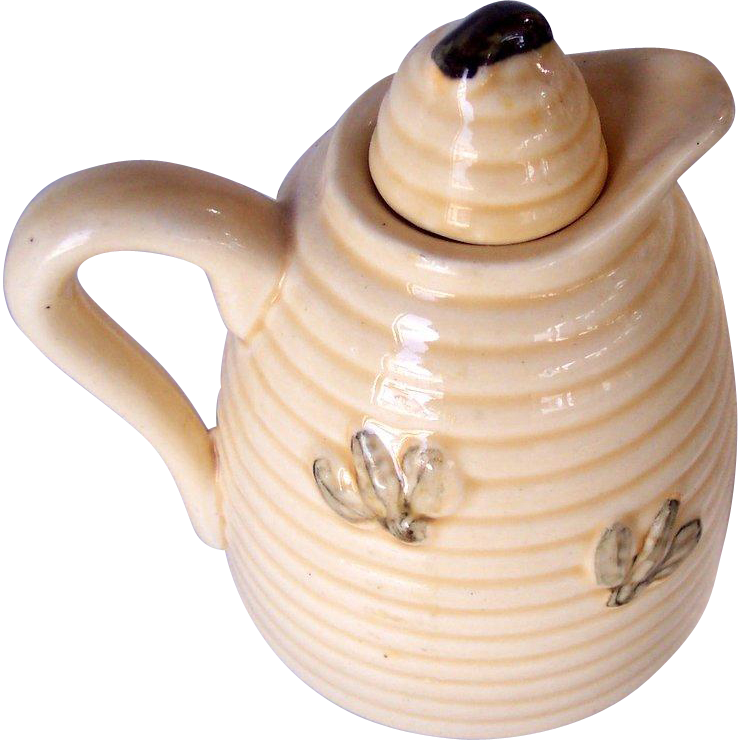 Vintage Honey Pot Beehive Pattern With Bees Glazed - Teapot (740x740), Png Download
