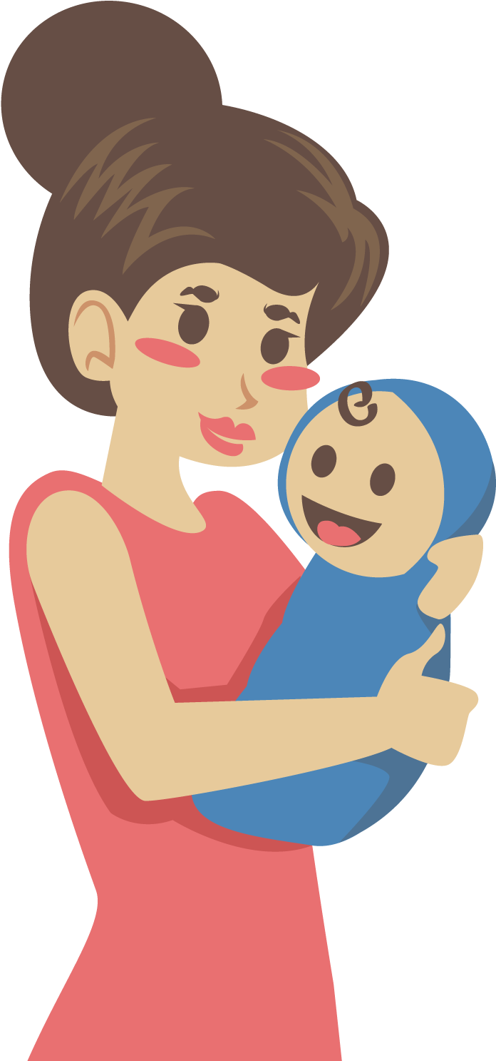 Mother Clip Art - Mom And Baby Cartoon Png (1600x1600), Png Download