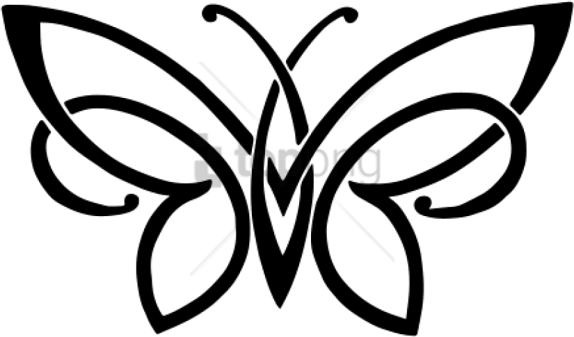 Free Png Simple Butterfly Tattoo Png Image With Transparent - Simple Tribal Butterfly Tattoos (850x510), Png Download