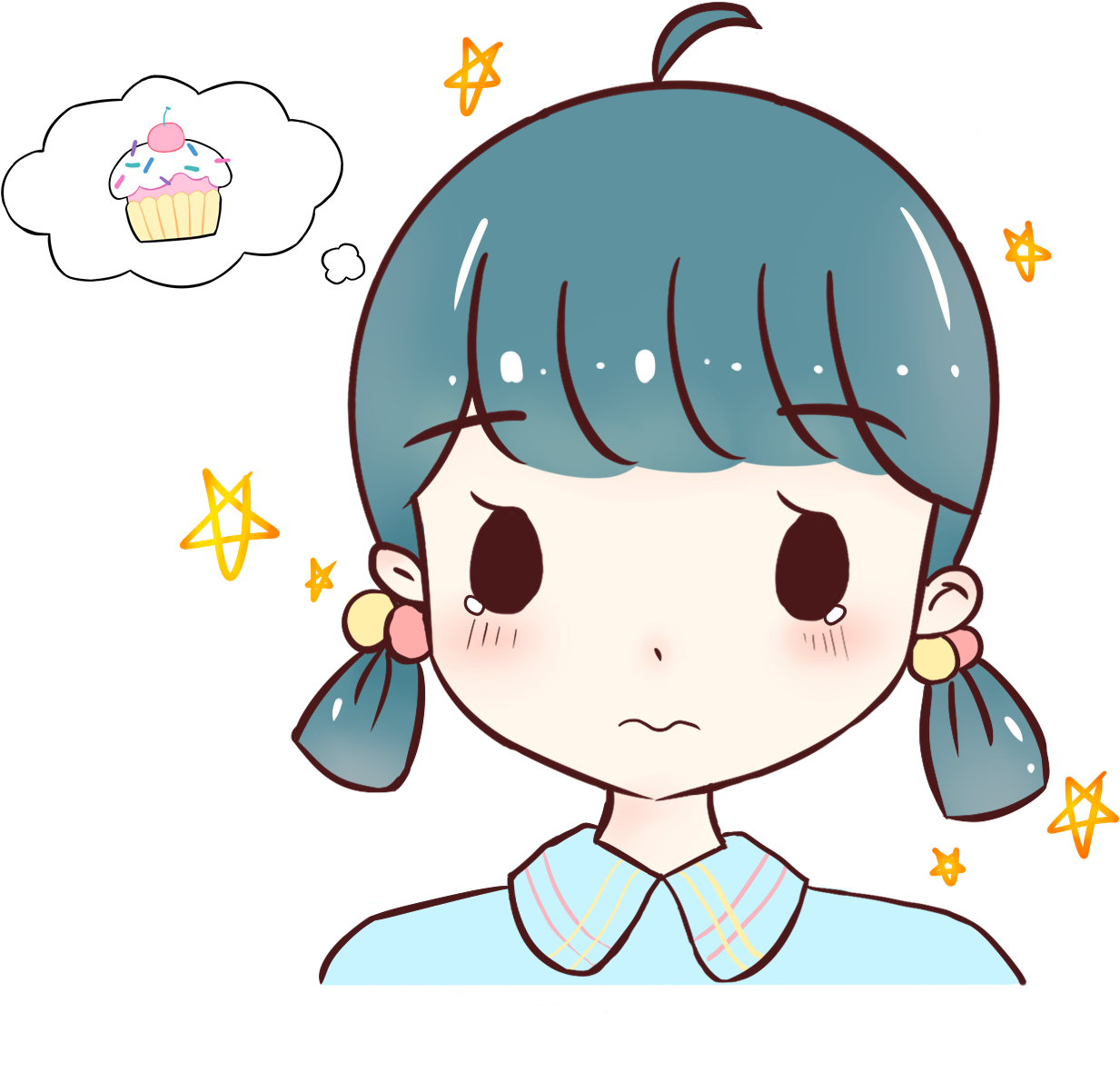 Hand Painted Original Girl Poor Png And Psd - Hình Avata Dễ Thương (2000x2000), Png Download