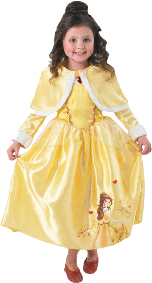 Child Disney Belle Costume With Cape - Belle Fancy Dress Kids (600x951), Png Download