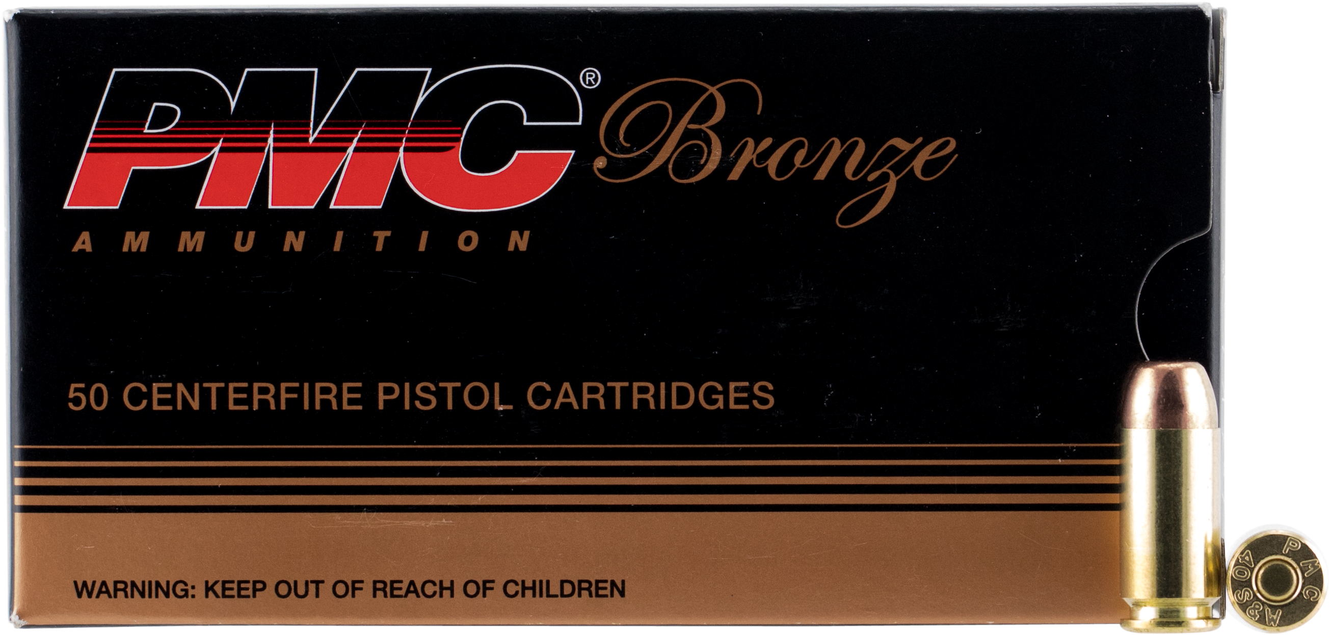 Pmc 40d Bronze 40 Smith & Wesson 165 Gr Full Metal - Bullet (2775x1365), Png Download