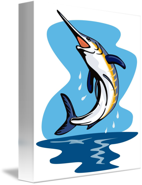 Marlin Clipart Long Fish - Blue Marlin Vector (498x650), Png Download