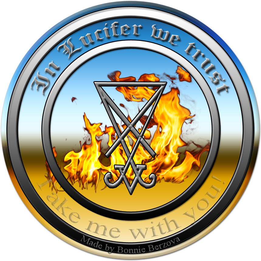 Free Sample Of In Lucifer We Trust Blue Yellow Tranparent - Illustration (1000x1000), Png Download