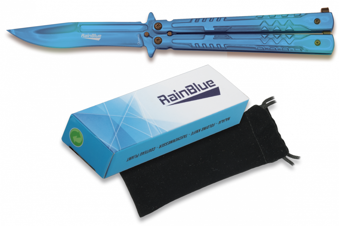 Pocket Knife Rainblue Butterfly 10 Cm - Butterfly Knife (1140x760), Png Download