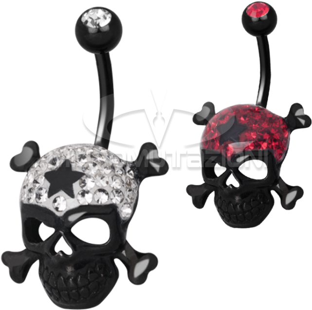 Gloss Finish Cross Bones Black Steel Banabell Navel - Earrings (750x750), Png Download