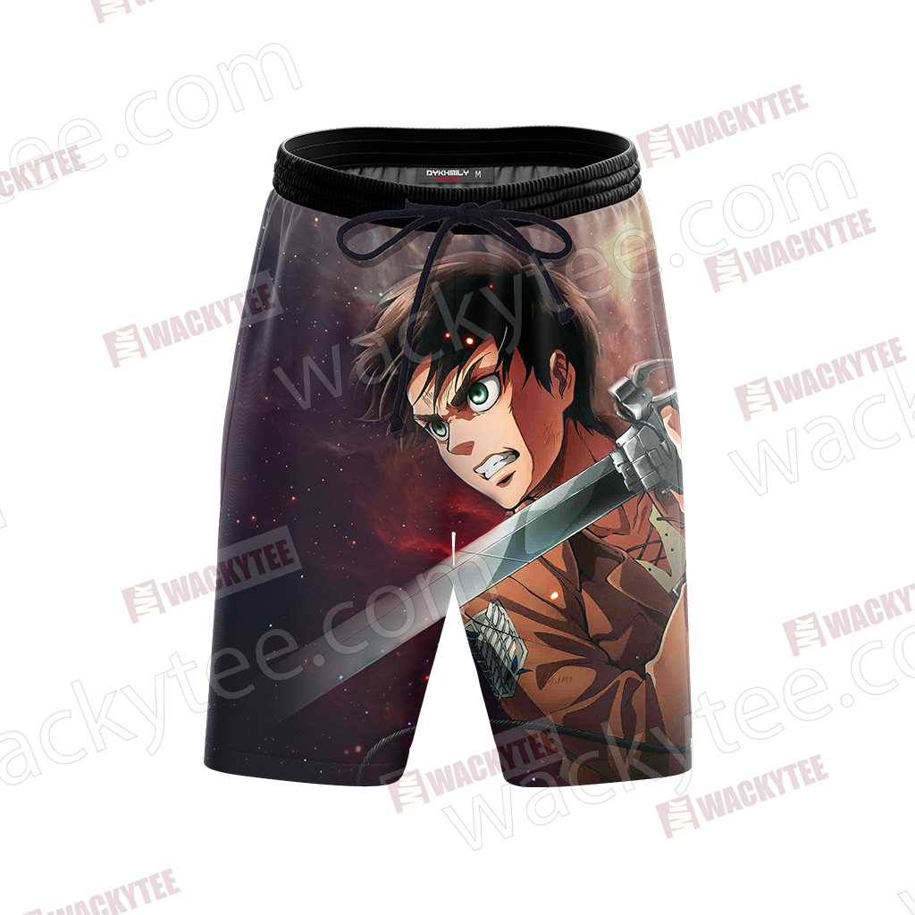 Attack On Titan Eren Jaeger 3d Beach Shorts Fullprinted - Board Short (1024x1024), Png Download