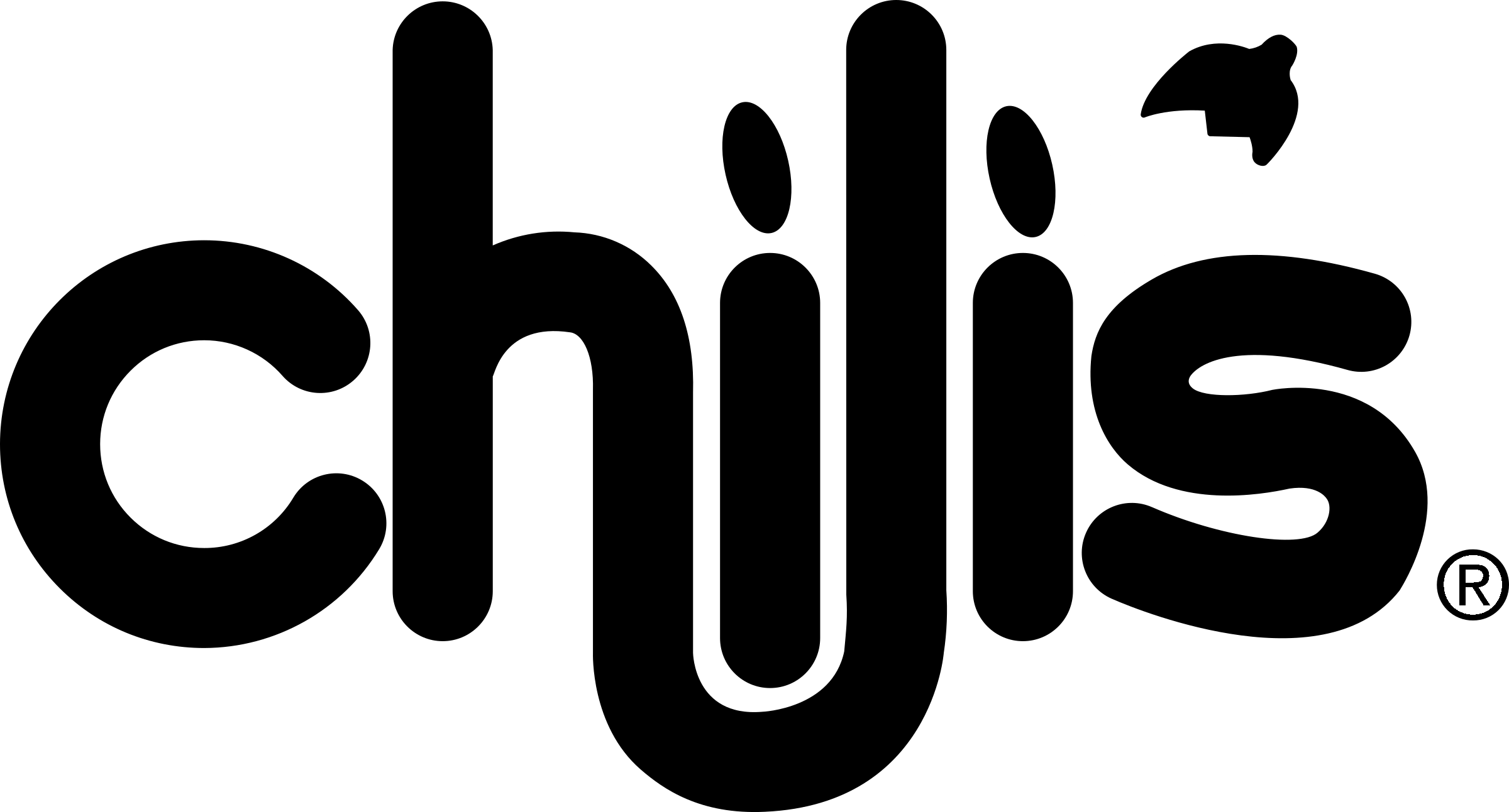Chilis 2 Logo Black And White - Calligraphy (2400x1293), Png Download