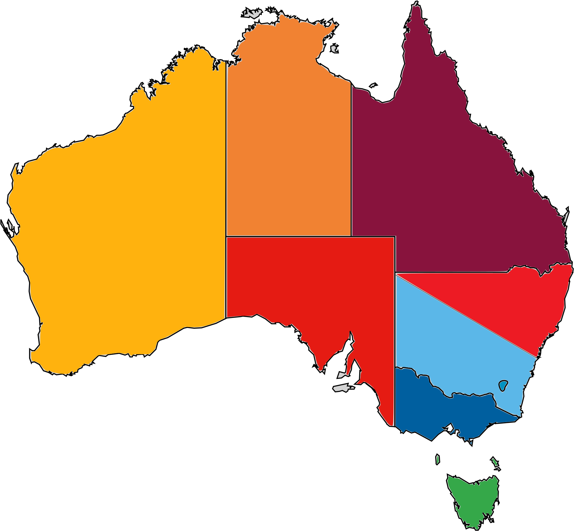Ffa State Member Federations - Refugees In Australia Map (2000x1807), Png Download