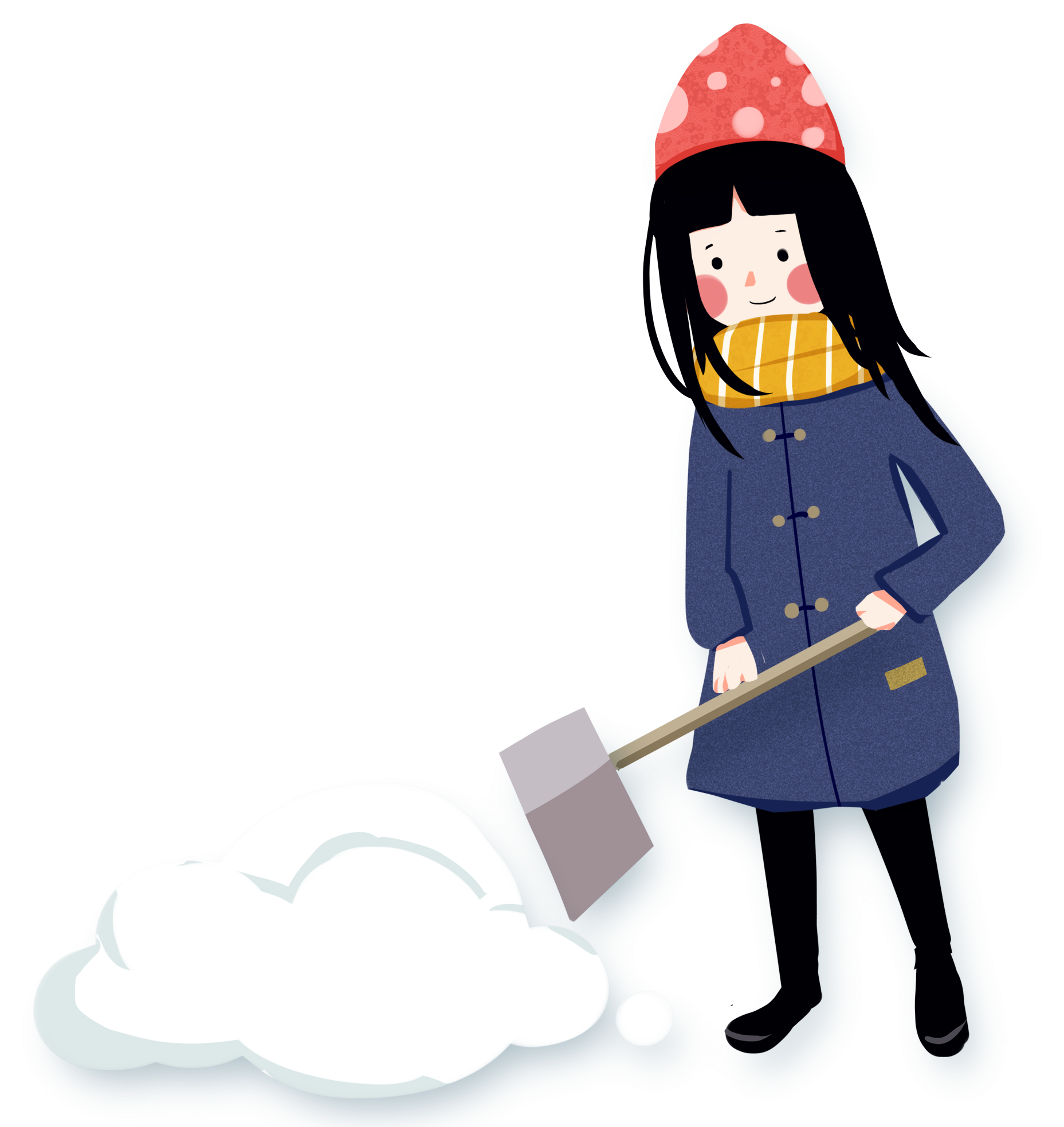 Cartoon Fresh Winter Shovel Snow Png And Psd - Snow (2000x2000), Png Download