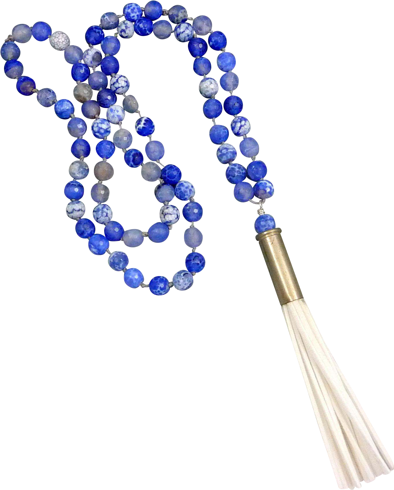 Blue And White Bullet Shell Beaded Necklace With White - Bead (1700x1700), Png Download
