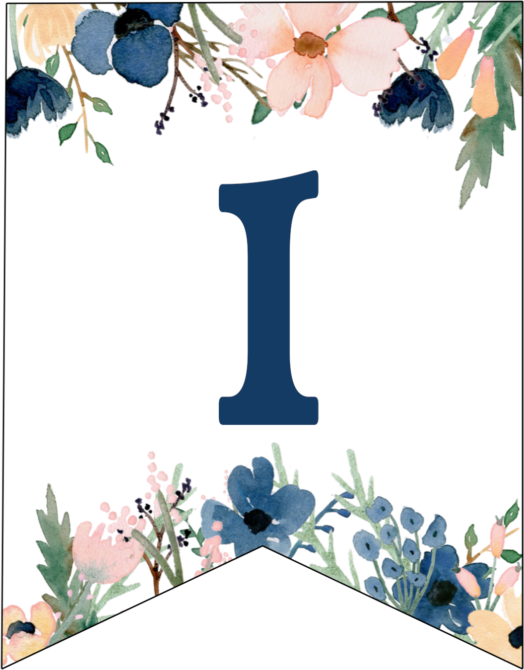Blue & Pink Flower Banner Letter A (1111x1389), Png Download