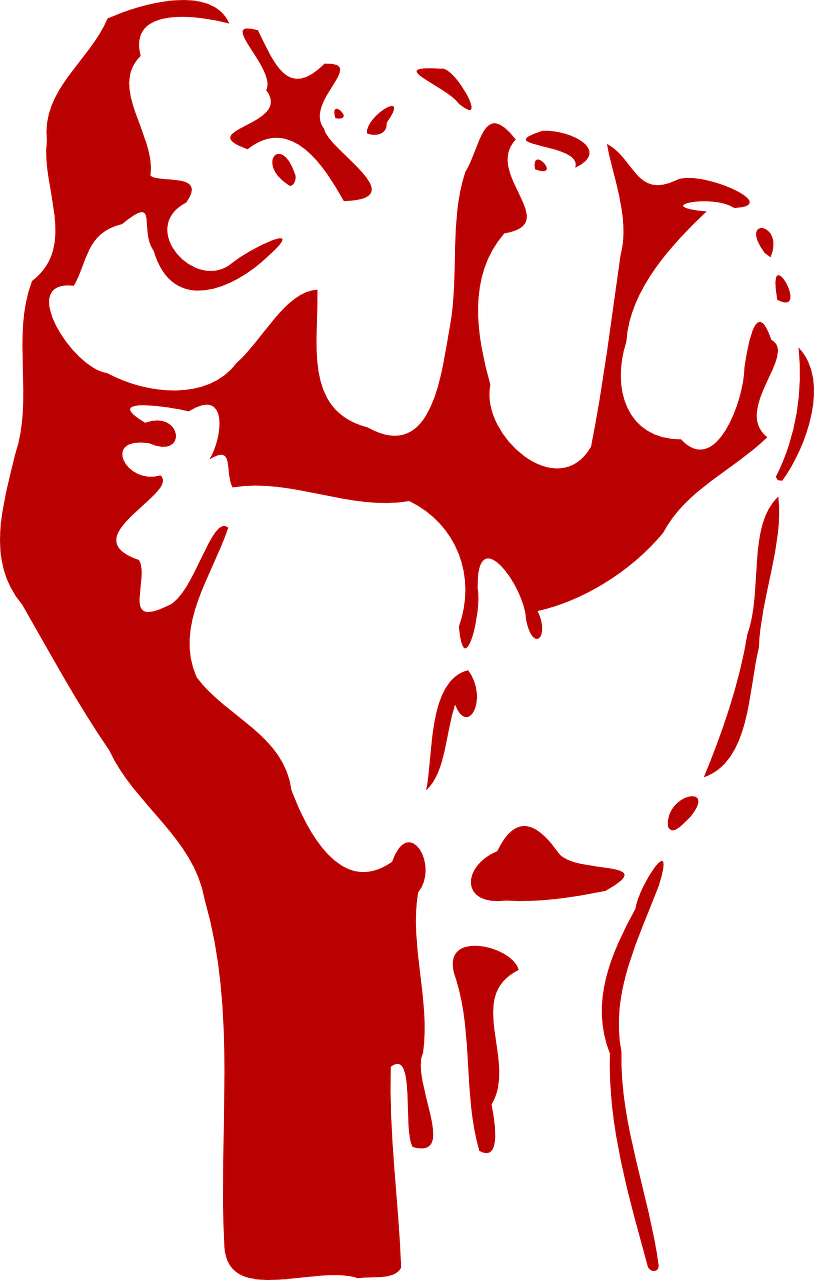 Fist Power Fight Aggression Red Png Image - Raised Fist (814x1280), Png Download