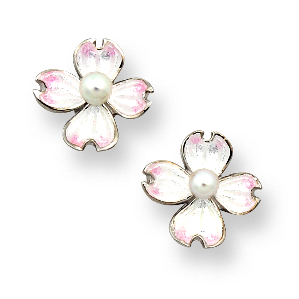 Enamel Pearl Dogwood Earrings Darrah Cooper, Inc - Artificial Flower (600x600), Png Download