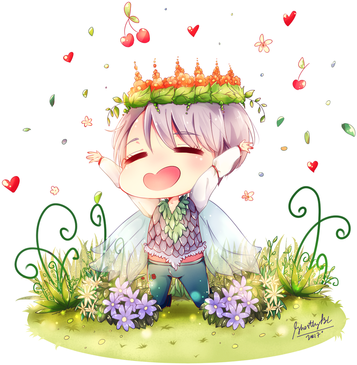 Yuri On Ice Katsuki Yuuri Viktor Nikiforov Chibivictor - Illustration (1280x1281), Png Download