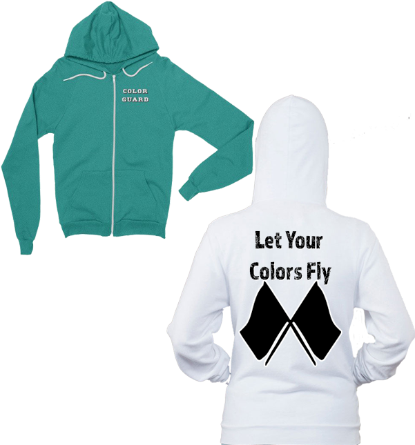Let Your Colors Fly Color Guard Zip Up Hoodie Features - Jacksfilms Klondike Hoodie (609x681), Png Download
