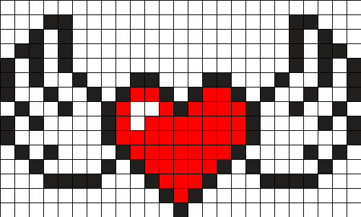 Heart With Wings Perler Bead Pattern / Bead Sprite - Pixel Art Emoji Heart (525x315), Png Download
